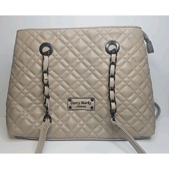 Darcy Marks London Handbag Purse Quilted Light Brown - Picture 1 of 6